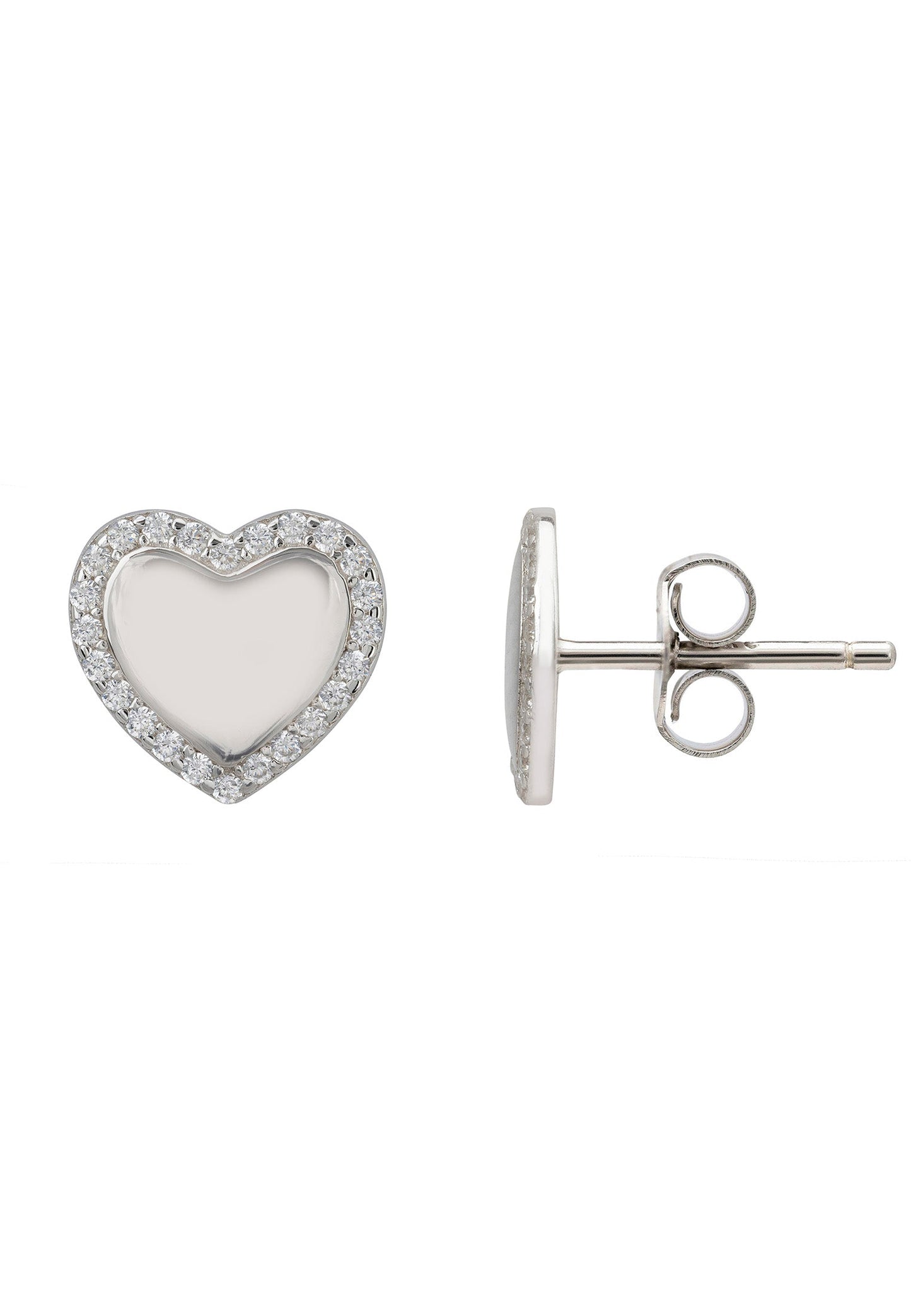 Heart Mirrored Stud Earrings Silver