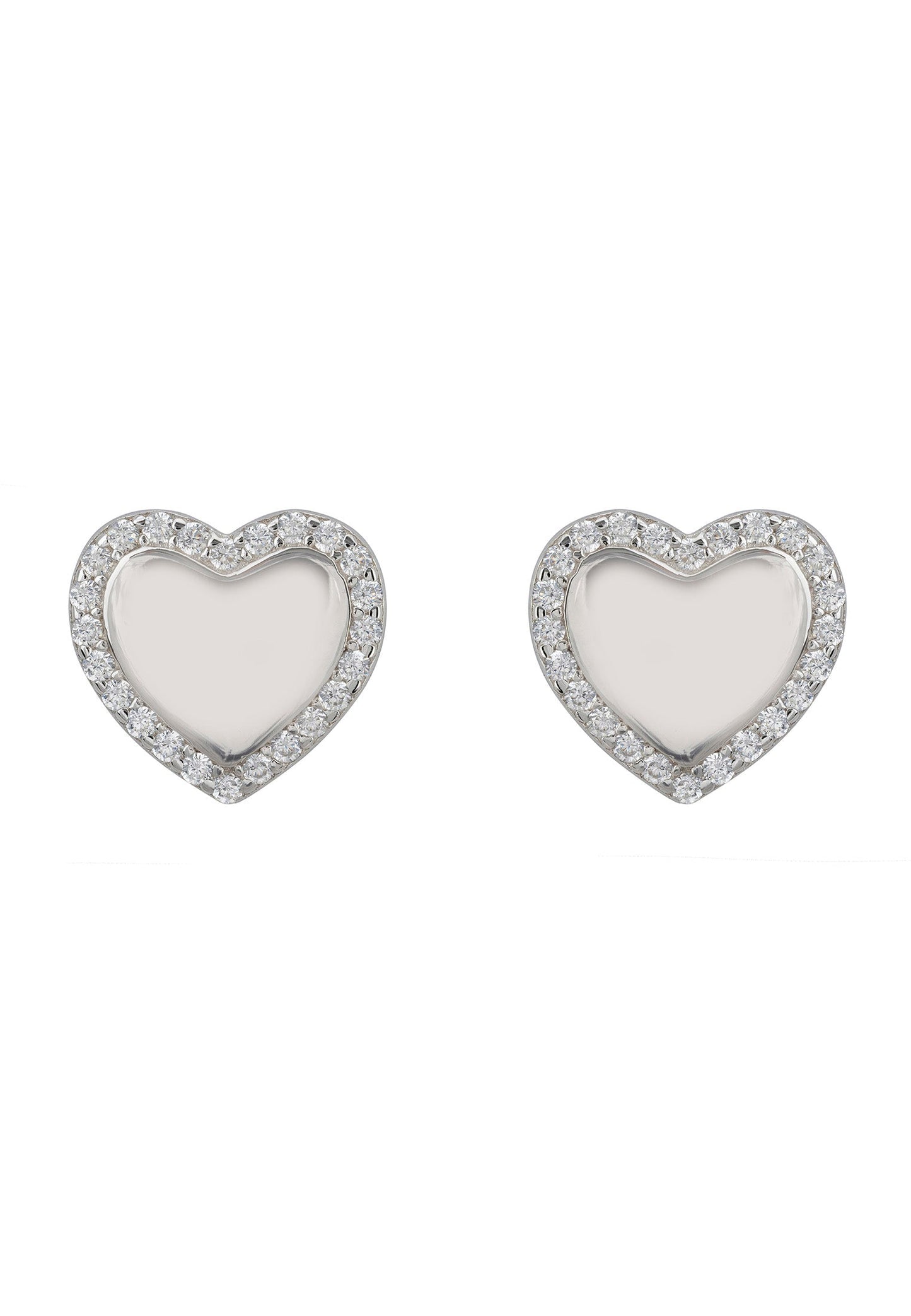 Heart Mirrored Stud Earrings Silver