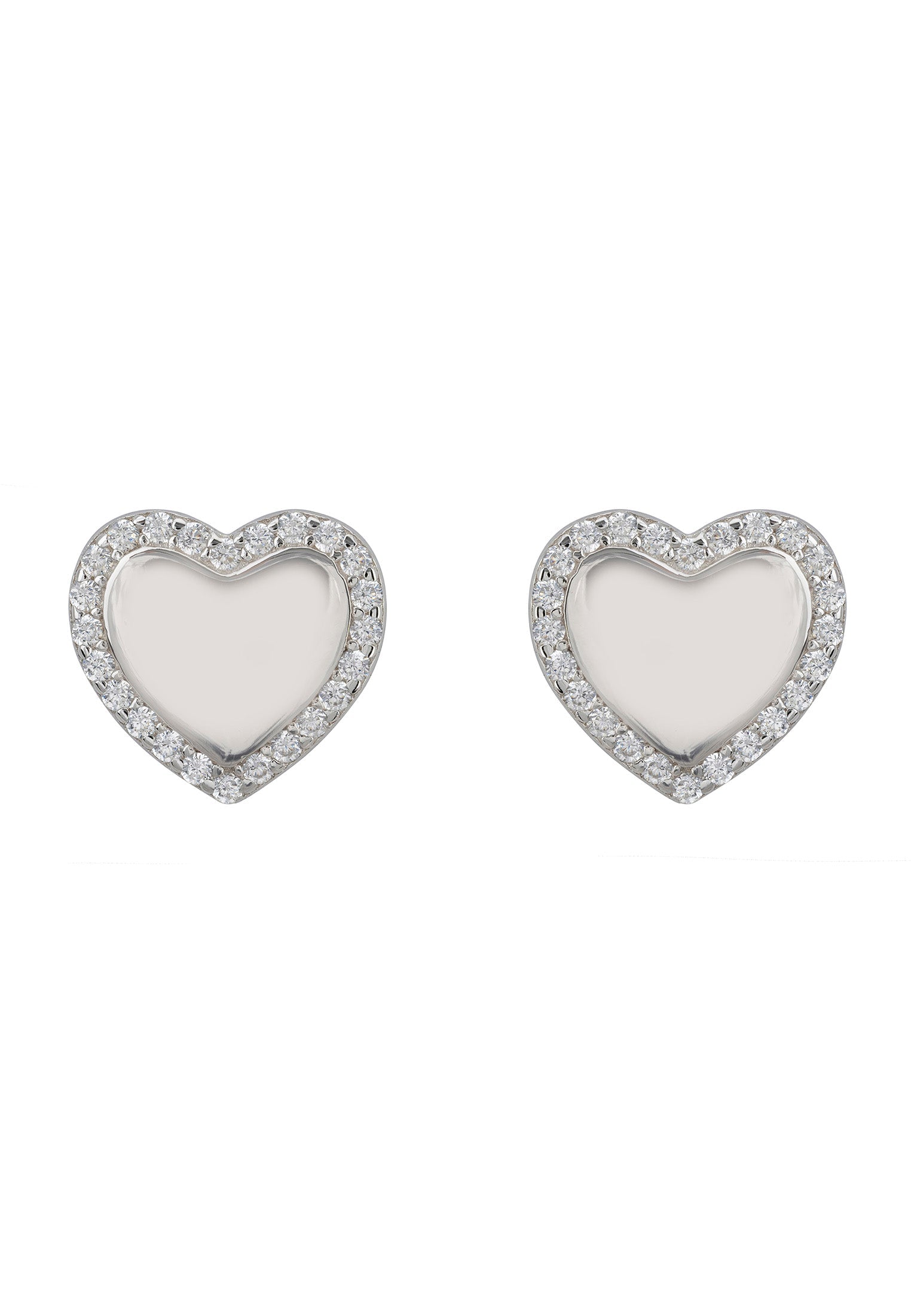 Heart Mirrored Stud Earrings Silver