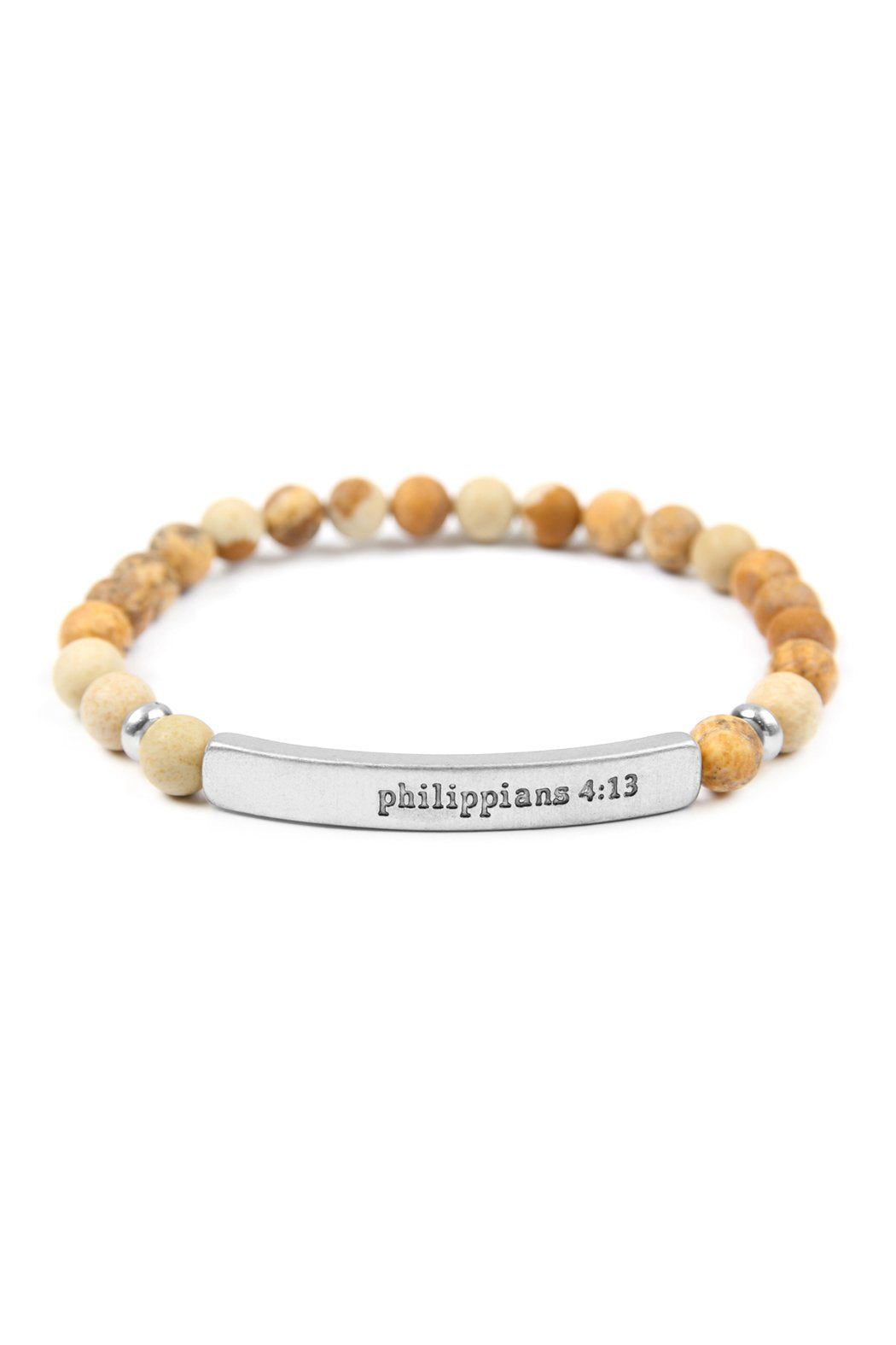 "Philippians 4:13" Natural Stone Stretch Bracelet