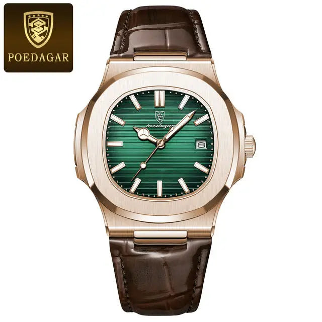 2023 New POEDAGAR 613  Watch Business Waterproof Male Clock Luminous Date Stainless Steel Square Quartz Men Watch