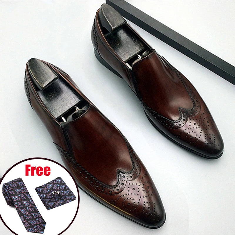 Genuine Leather Men Brogue Business Wedding Banquet Shoes Casual