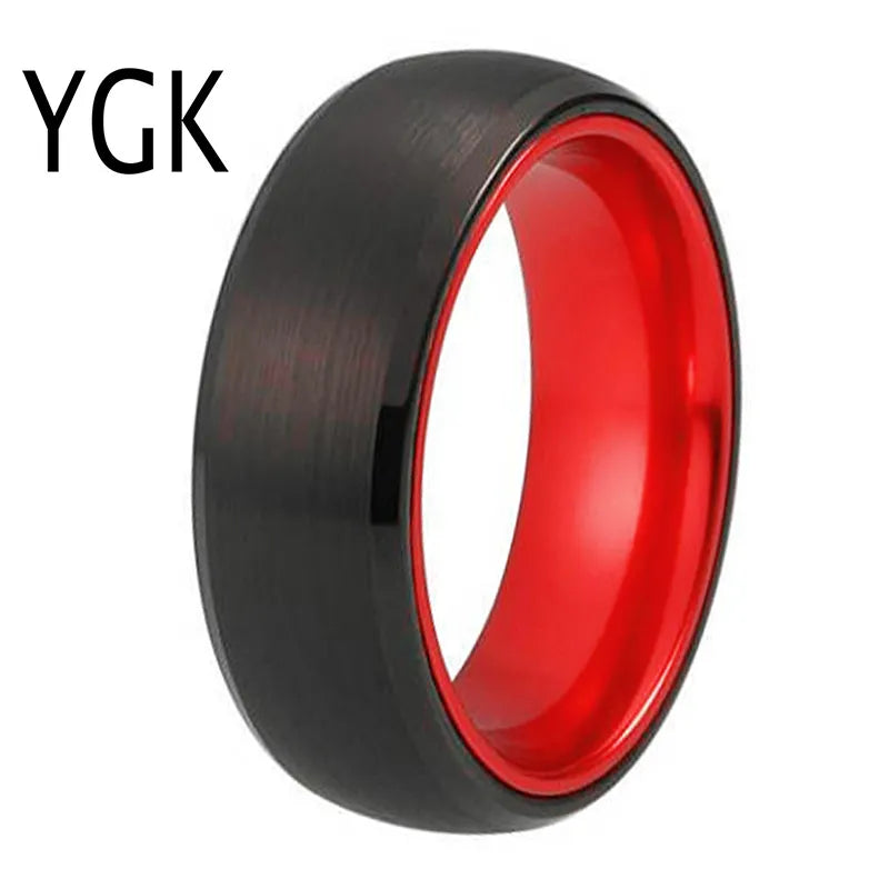 Tungsten Ring Black Tungsten With Red Aluminum